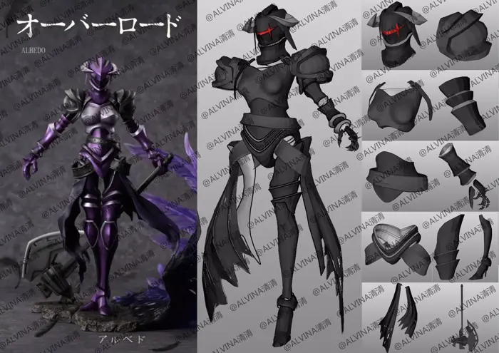3D model Overlord Albedo Armored - DIY Cosplay Pepakura Foam Template VR / AR / low-poly | CGTrader