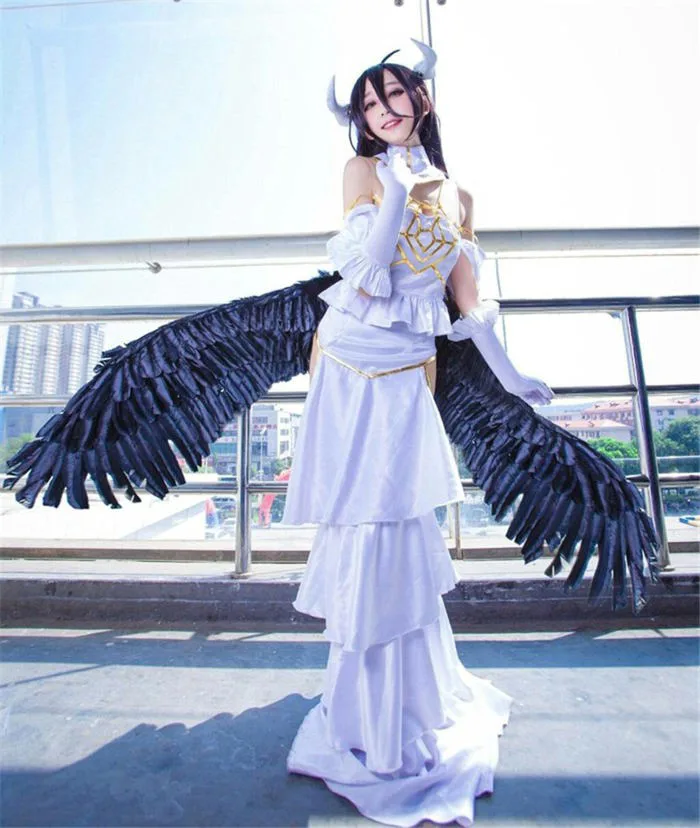 Anime Overlord Albedo Black Purple Long Straight Wig Cosplay Costume Women Synthetic Hair Halloween Party Wig : Amazon.nl: Beauty