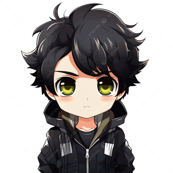 Detailed Chibi Portrait Of A Black Haired Boy, Chibi Boy, Anime Character, Black Hair PNG Transparent Image and Clipart for Free Download