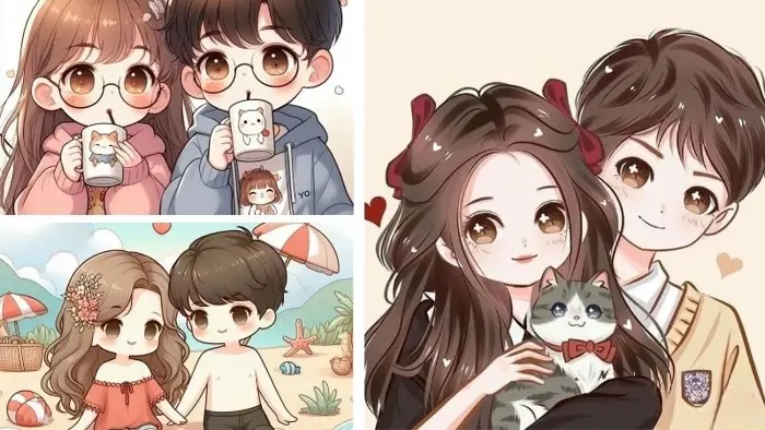 Bộ ảnh avatar đôi chibi cute ngọt ngào cho cặp đôi dễ thương