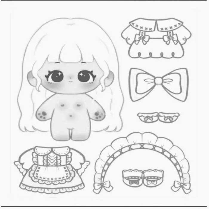 Hình búp bê giấy chibi | Mẫu búp bê, Búp bê tự làm, Búp bê giấy không màu