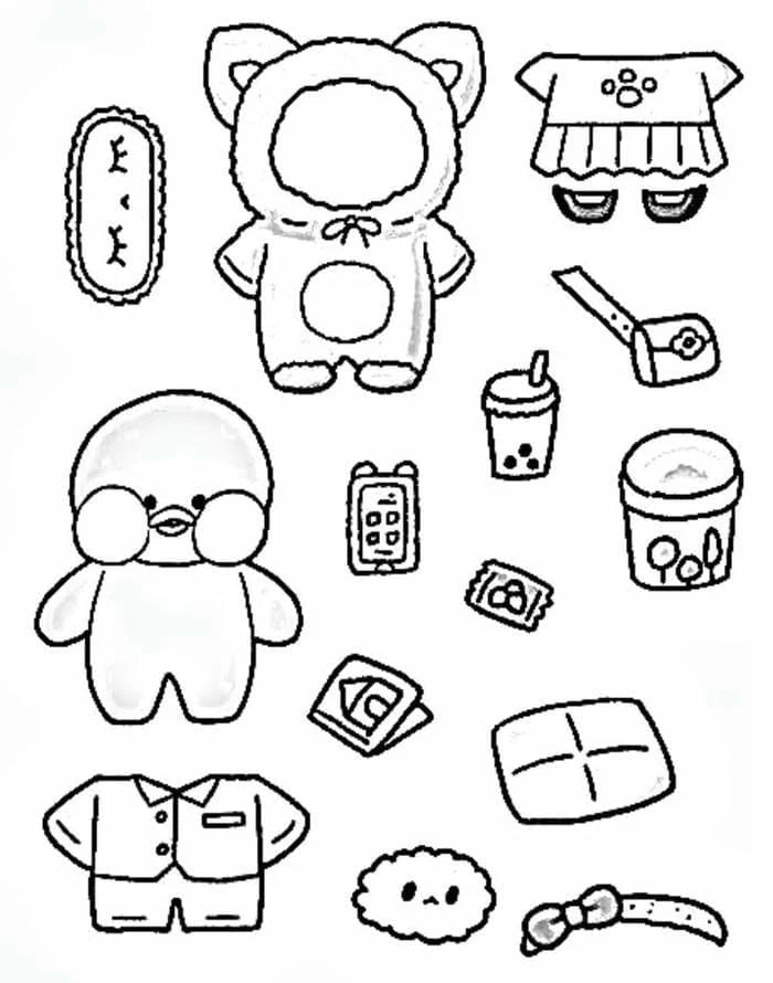 172+ Búp bê giấy chibi không màu cute dễ in