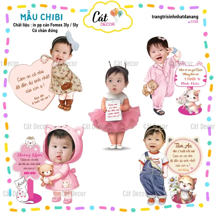 Chibi Cám ơn bé gái - Cát Decor Trang trí Đà Nẵng Chibi Cám ơn bé gái - Cát Decor Trang trí Đà Nẵng