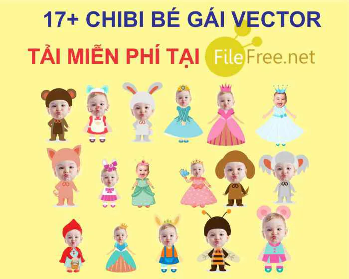 17+ CHIBI BÉ GÁI VECTOR COREL TẢI MIỄN PHÍ [siêu cute] Filefree.net