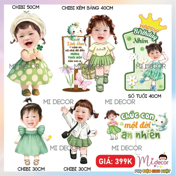 Chibi bé gái nhiều chủ đề trang trí thôi nôi, sinh nhật cho bé Chibi bé gái nhiều chủ đề trang trí thôi nôi, sinh nhật cho bé