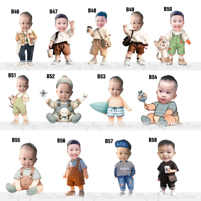 Chibi Cho Bé Trai Phong Cách Hàn Quốc Trang Trí Sinh Nhật