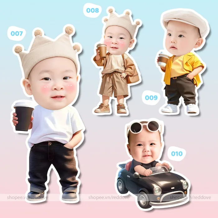Chibi Sinh Nhật Cho Bé Trai Trang Trí Sinh Nhật, Thôi Nôi | Thiết Kế Theo Yêu Cầu RedDove