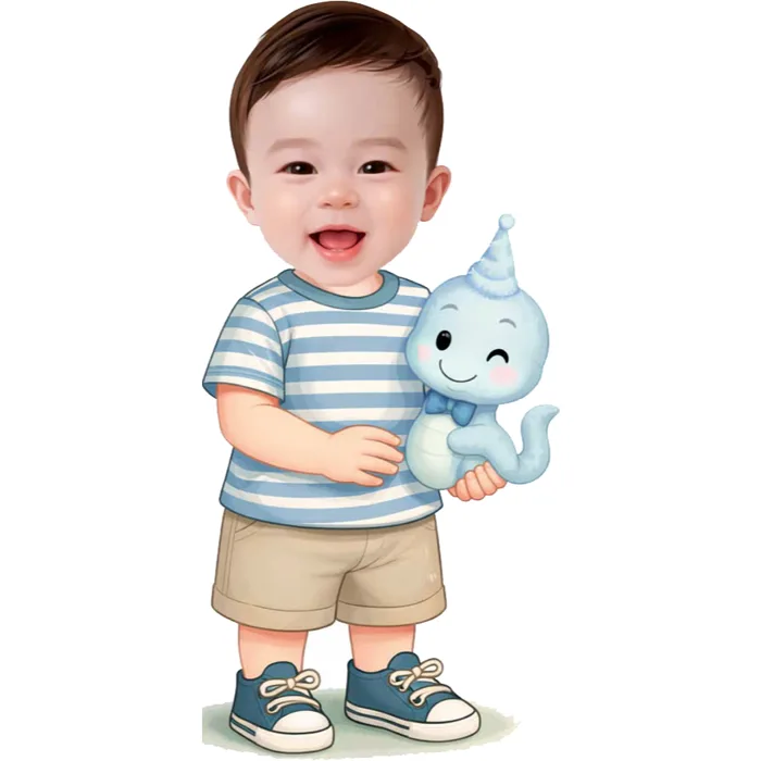 Mẫu chibi trang trí sinh nhật , thôi nôi ,1 tuổi cho bé trai , bé gái sinh năm con rắn