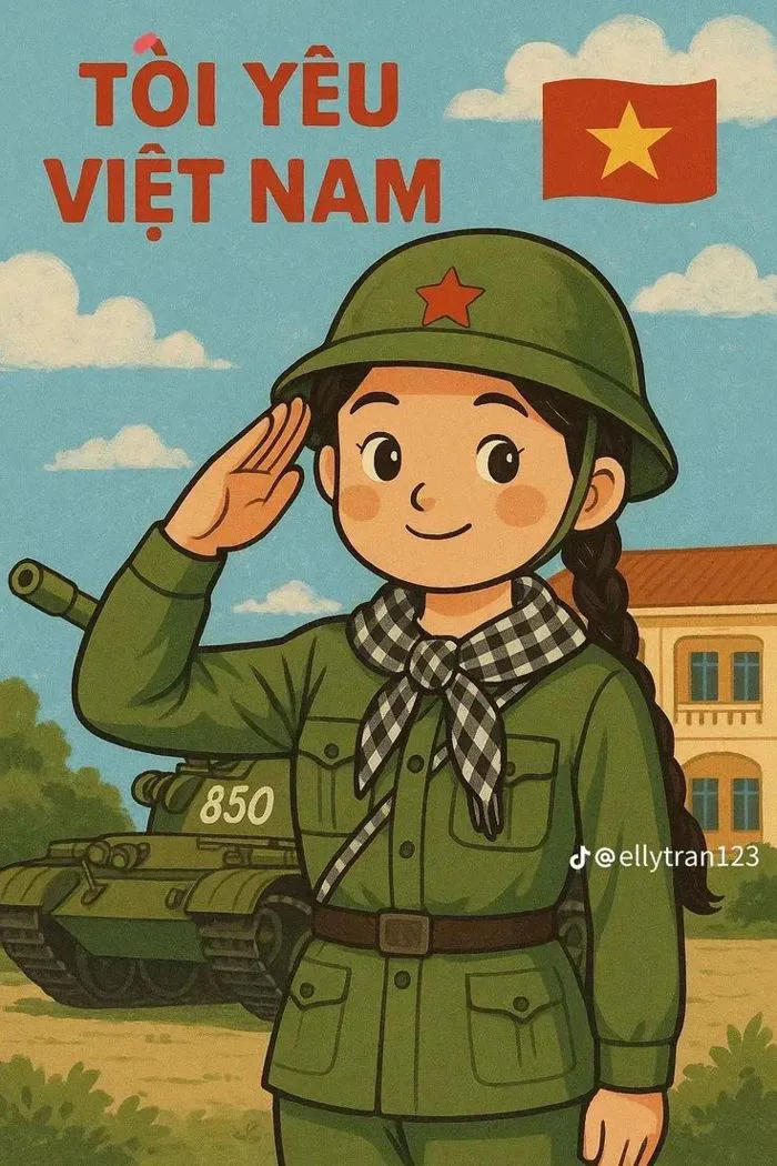 Cô bộ đội | Vẽ học sinh chào cờ, Chiến tranh, Lực lượng vũ trang