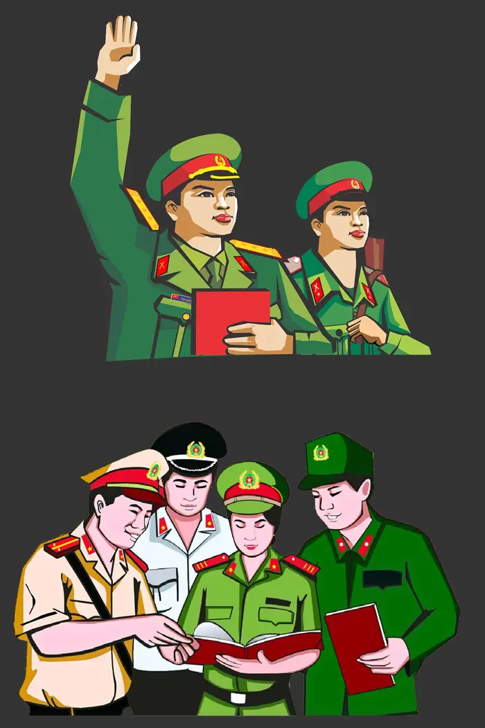 Bộ Ảnh Vector Lực Lượng Công An và Quân Đội Việt Nam: Tinh Thần Quyết Thắng và Hợp Tác