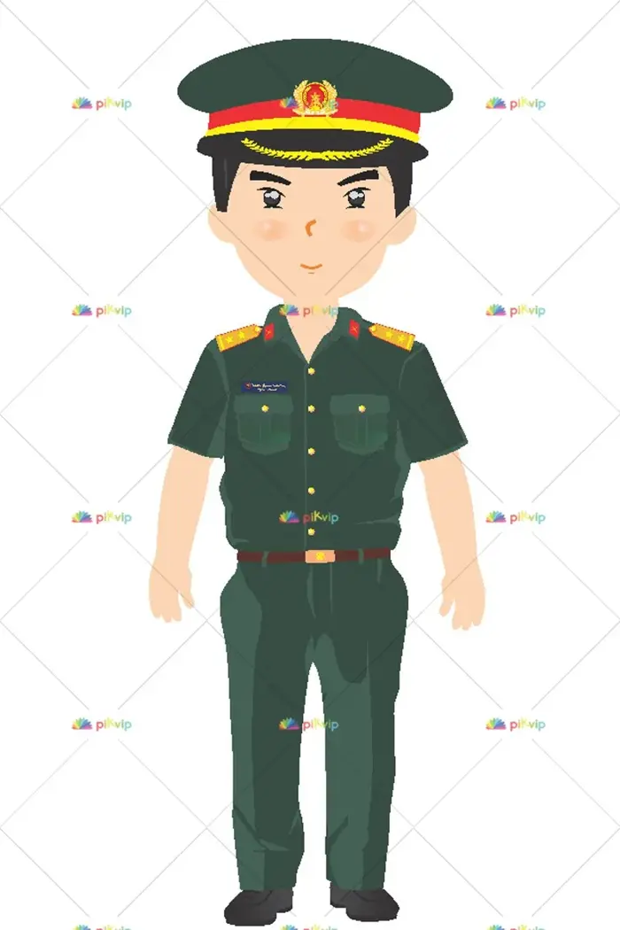Vector Chú Bộ Đội Việt Nam Dễ Thương Phong Cách Chibi