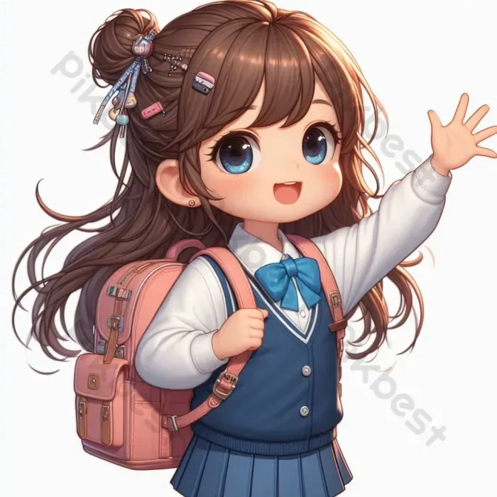 Tải miễn phí Cô Gái Chibi Vẫy Tay Với Chiếc Ba Lô đi Học Công cụ đồ họa | PNG chuyên nghiệp - Pikbest