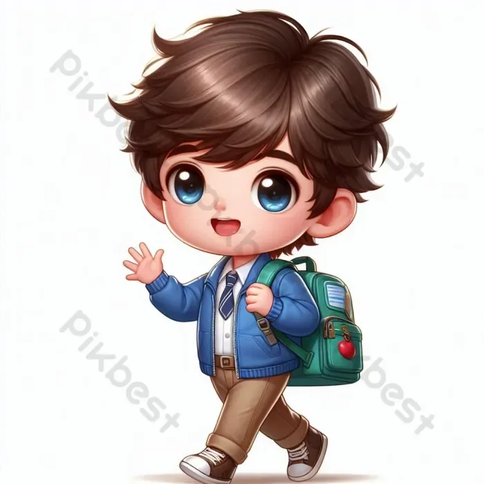 Tải miễn phí Cậu Bé Chibi đeo Ba Lô đi Học Vẫy Tay Công cụ đồ họa | PNG chuyên nghiệp - Pikbest