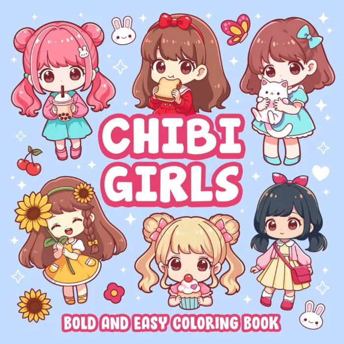 Chibi Girls Bold And Easy Coloring Book: Kawaii Japanese Manga Characters And Cute Anime Art Simple Coloring Page For Kids And Adults : Leriza May: Amazon.co.uk: Books