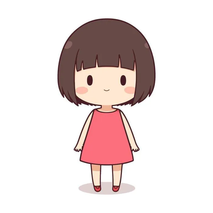 Cute chibi girl wearing red dress standing 70080486 Vector Art at Vecteezy