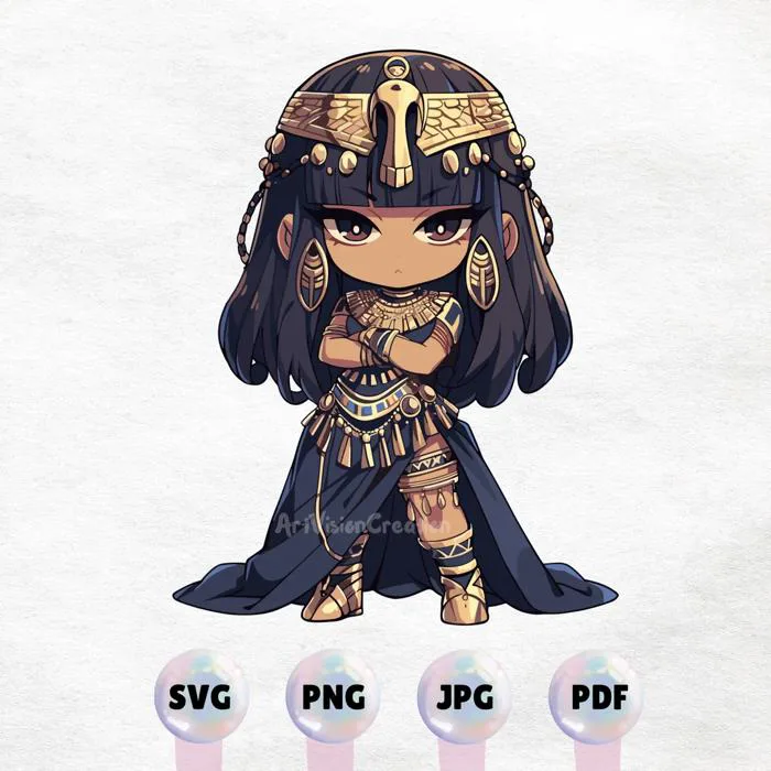 Kawaii Egyptian Chibi Anime Girl Clipart - High Quality Instant Download PNG, SVG, JPG - Commercial Use - Printable Sticker - Etsy