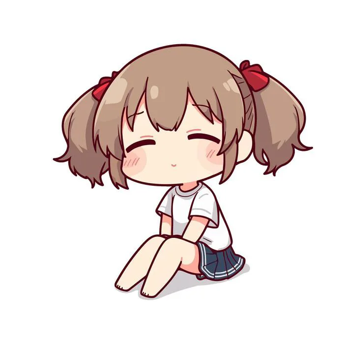 Cute Chibi Girl with Twin Buns Standing Chibi 70080481 Vector Art at Vecteezy