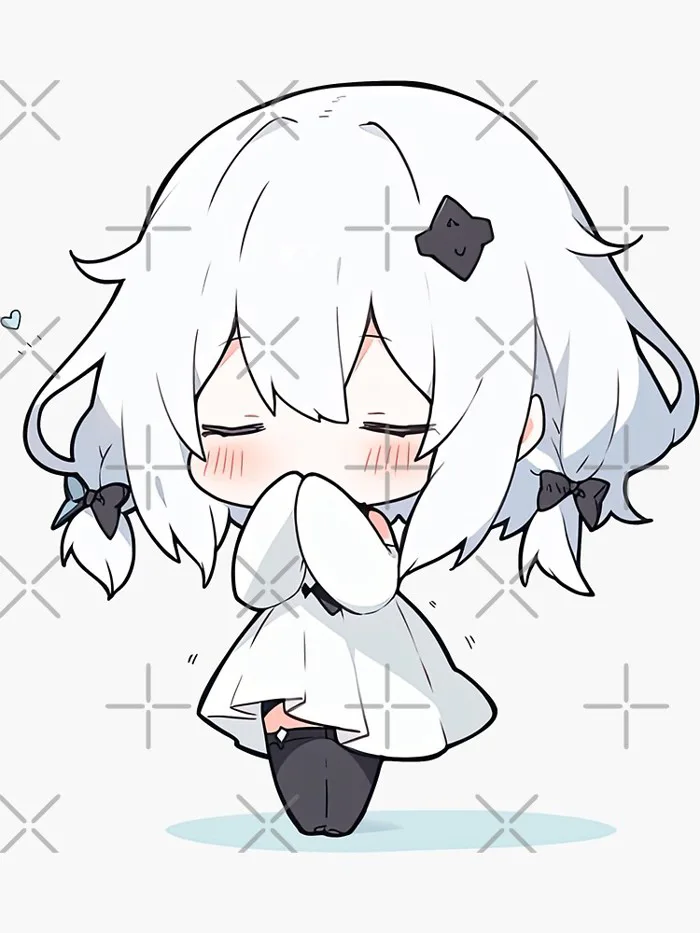 Kawaii Chibi Anime Girl in Adorable Praying Pose