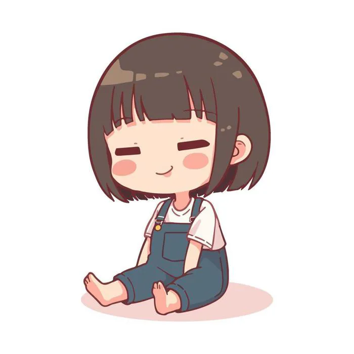 Cute Chibi Girl Sitting Calm Chibi 70080504 Vector Art at Vecteezy