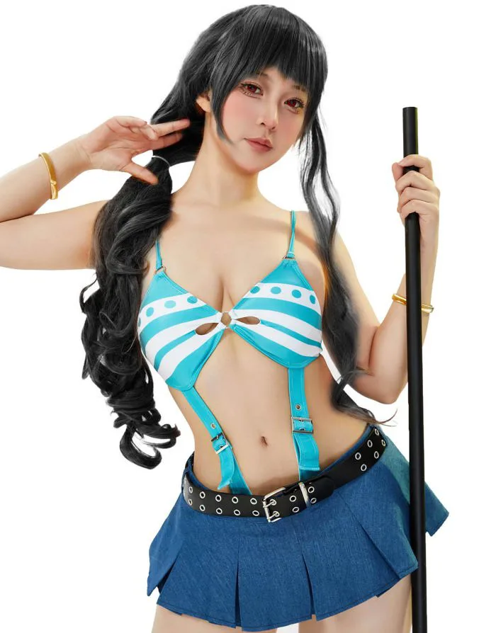 Mua Mobbunny Women Anime Cosplay Bikini Style Lingerie High Cut Out Bodysuit and Mini Skirt Set with Belt Stockings trên Amazon Mỹ chính hãng 2026 | Fado