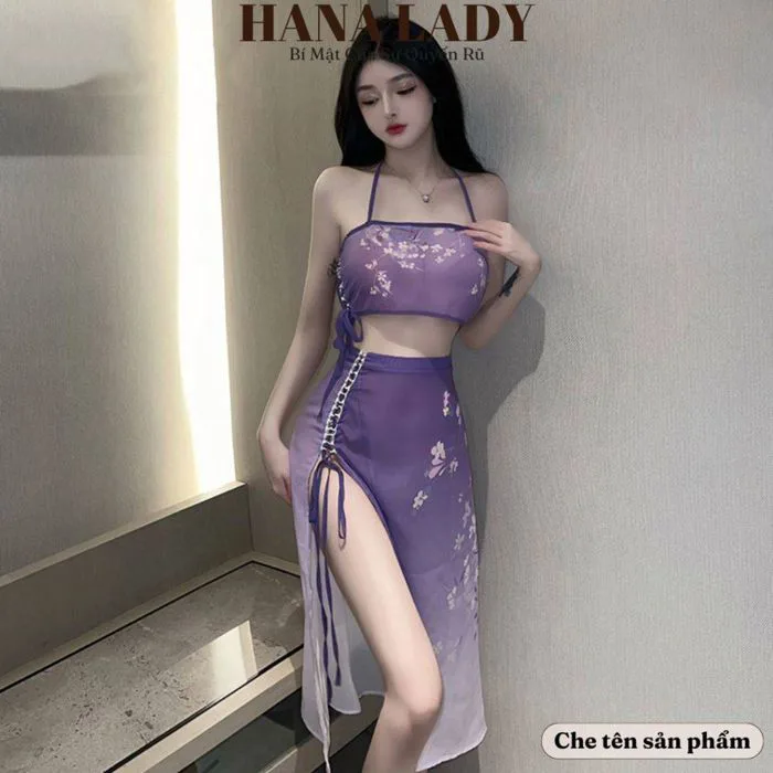 Đồ ngủ cosplay yếm đan dây xẻ tà sexy quyến rũ CP301 giá sỉ, giá bán buôn - Thị Trường Sỉ