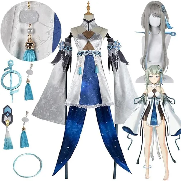 Mr.LQ Guizhong Genshin Cosplay Costume Wig Game Genshin Impact Cosplay Dress Halloween Carnival Party Costumes for Women : Amazon.com.be: Fashion