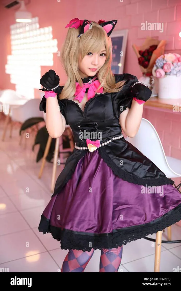 Japan anime cosplay , portrait of girl cosplay in pink room background Stock Photo - Alamy