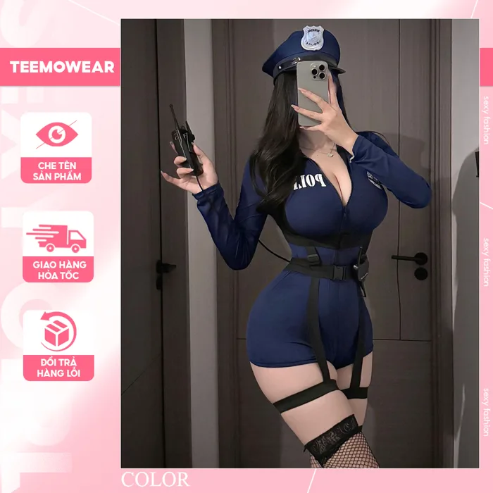 Bodysuit Gợi Cảm Cosplay Nữ Cảnh Sát Police Nóng Bỏng Quyến Sexy DN89 | Shopee Việt Nam