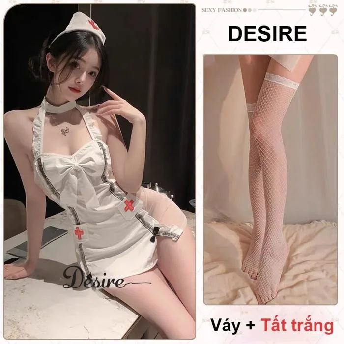 Bộ đồ ngủ Cosplay y tá chất mềm mịn sexy gợi cảm DESIRE VN-2501