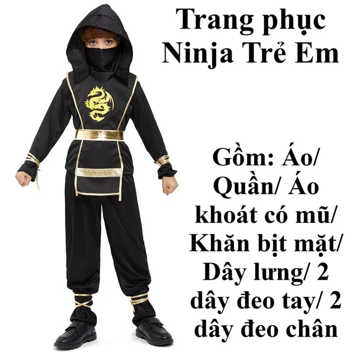 (Có sẵn) Trang phục Cosplay Halloween hóa trang Ninja trong phim Võ Thuật Mortal Kombat dành cho trẻ em