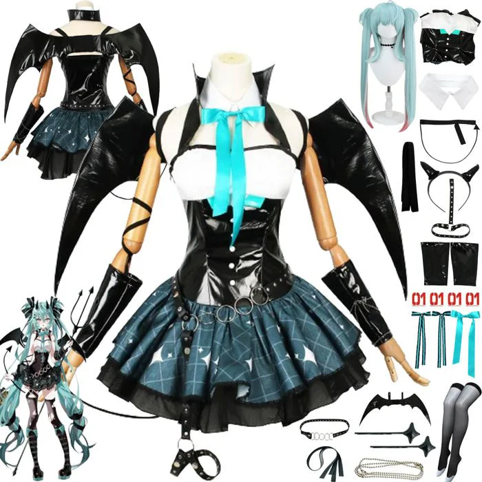 Mua Tjmiaohao Anime Little Devil Miku Cosplay Costume Outfit H'atsune M'iku Uniform Dresses Full Set Halloween Party Dress Up Suit with Wig/Headdress/Wings/Stickers for Women Girls (M) trên Amazon Anh chính hãng 2026 |