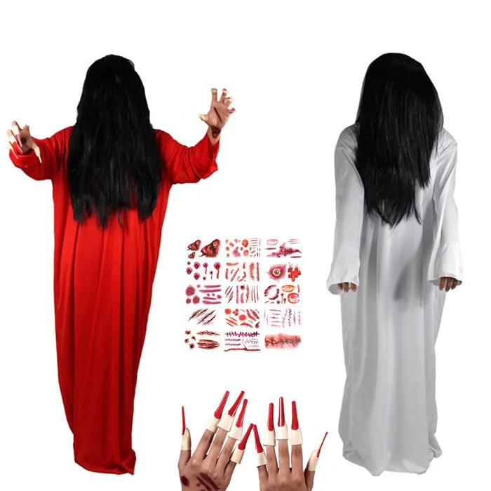 Mua [Be-Unique] Sadako Cosplay Ghost Demon Costume Halloween Costume, 4-Piece Set, Ghost Woman, Party Joke Costume, Halloween Costume, Horror, Women's, Men's, Adults, Event Performing Clothes, Unisex, One trên Amazon Nhật chính hãng
