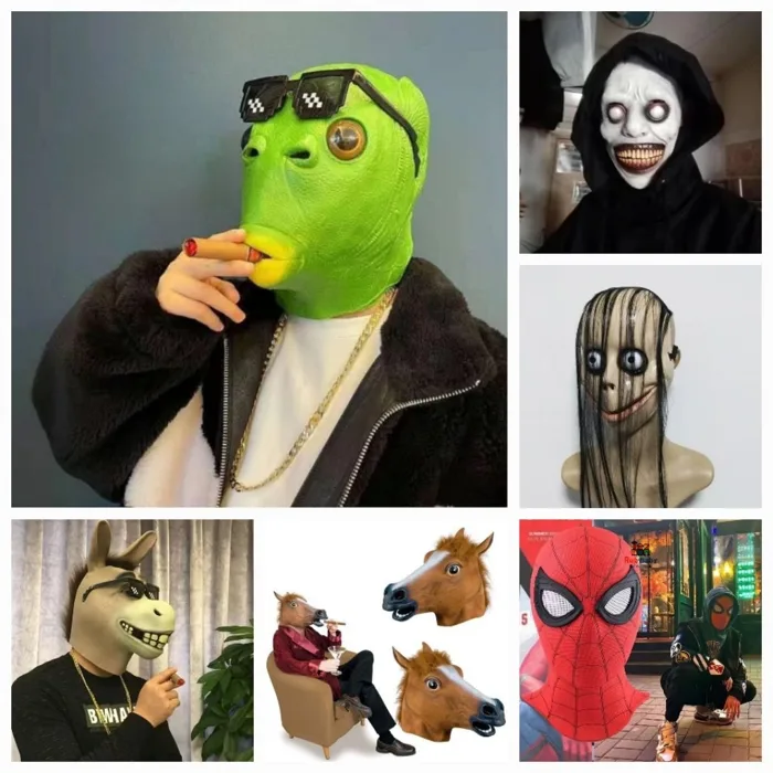 Mặt nạ hóa trang Halloween mặt nạ quỷ, mặt nạ ma kinh dị mặt nạ cá xanh cosplay hóa trang cosplay Halloween