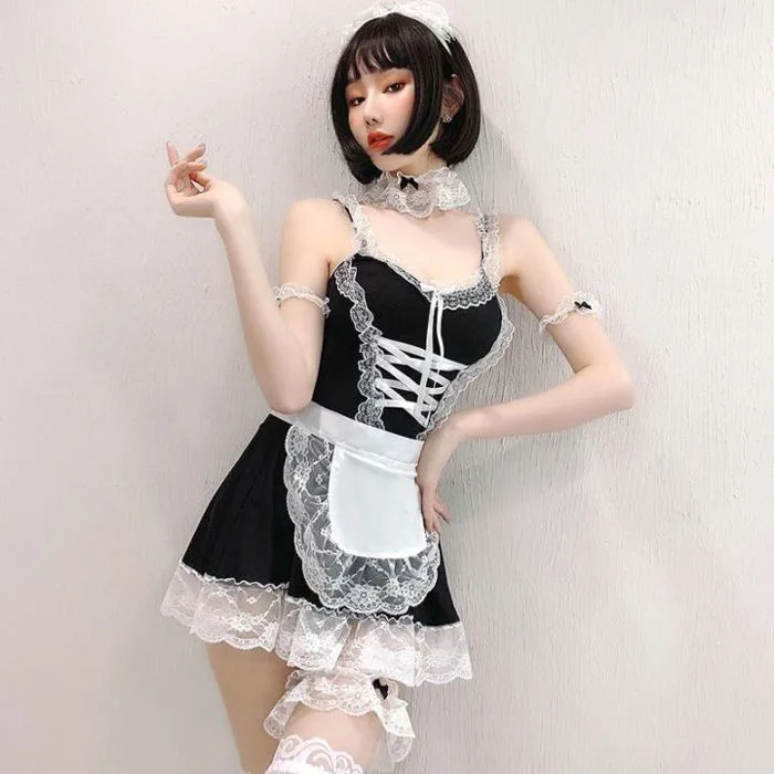 Bộ cosplay cô hầu gái quyến rũ F85 Costume Lace Free Size - Lazada | Lazada Việt Nam