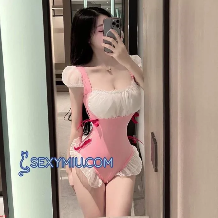 Bodysuit cosplay hầu gái Sexy Miu - A118 hồng