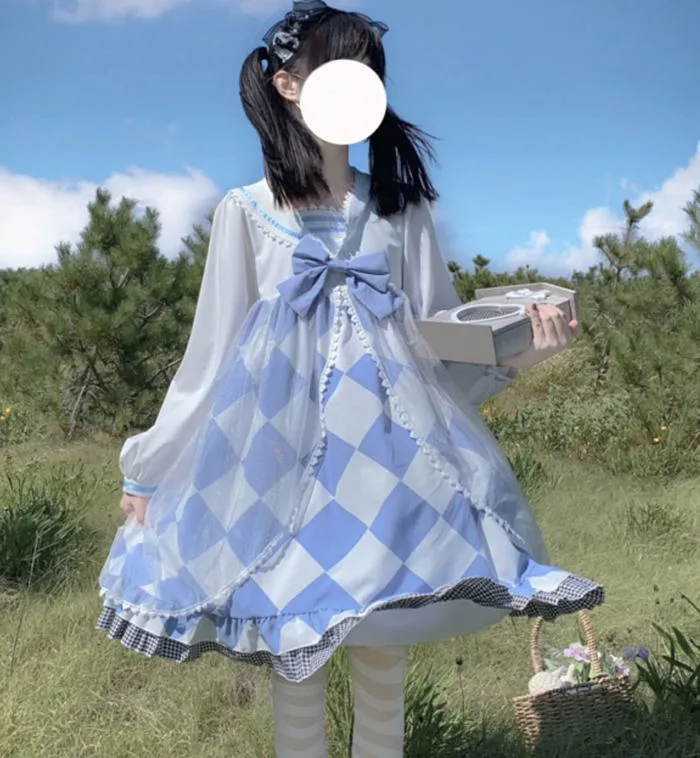 Mua Lady Lazy Lolita Long Sleeve Sailor One-Piece Skirt, Rabbit Ears, Loli, Ruffle, Lace Costume, Photography, Sweet Lolita Princess Cosplay, Anime Dresses, Cosplay Lolita, Gothic Harajuku, Cute, Diamond trên Amazon Nhật chính