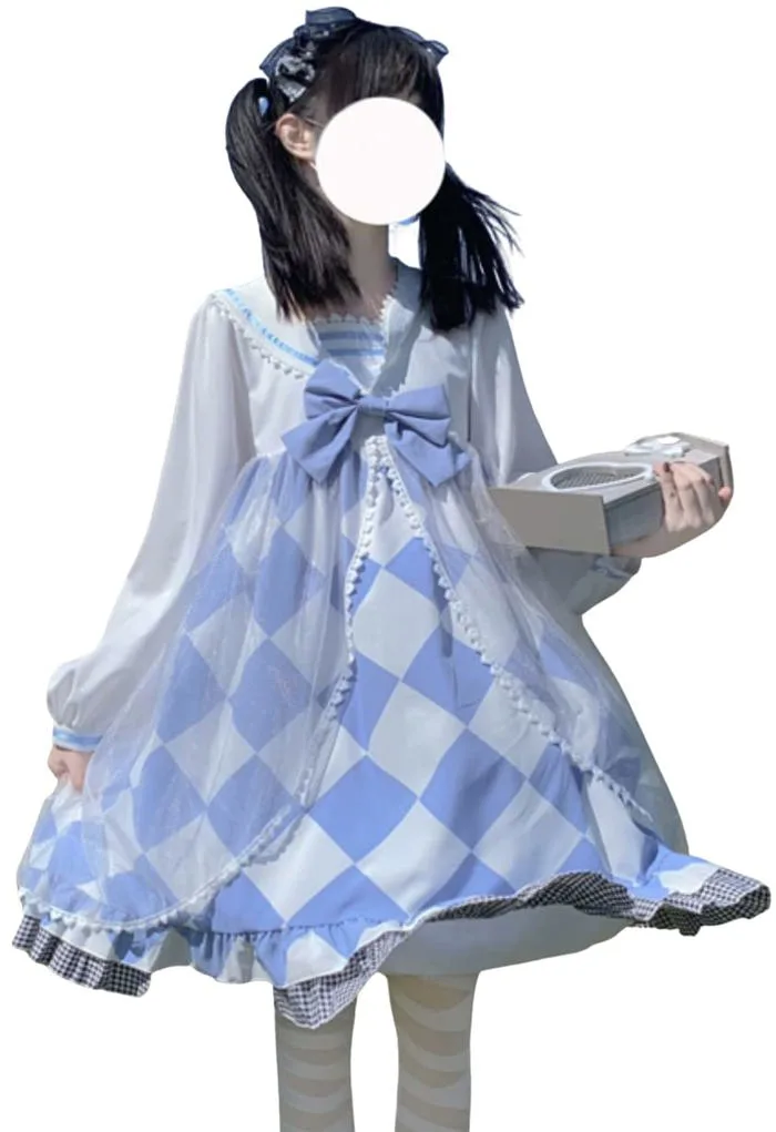 Mua Lady Lazy Lolita Long Sleeve Sailor One-Piece Skirt, Rabbit Ears, Loli, Ruffle, Lace Costume, Photography, Sweet Lolita Princess Cosplay, Anime Dresses, Cosplay Lolita, Gothic Harajuku, Cute, Diamond trên Amazon Nhật chính