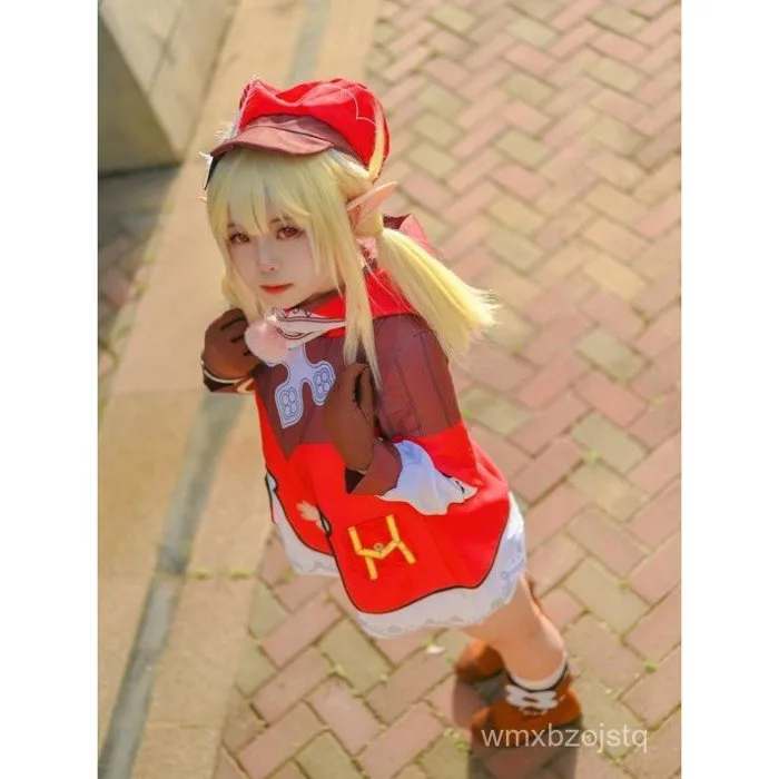 Genshin Impact Klee cos Bộ trang phục loli dễ thương đầy đủ có sẵn cho anime và game. cosplay Trang Phục Nữ