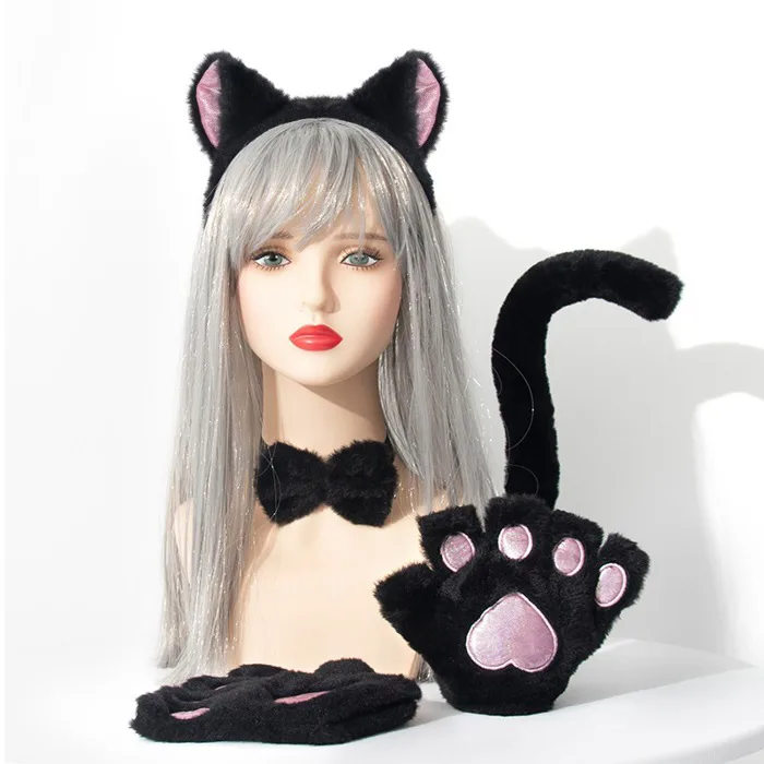 Bộ hoá trang Halloween set mèo đen hồng black& pink, set mèo đính kim cosplay