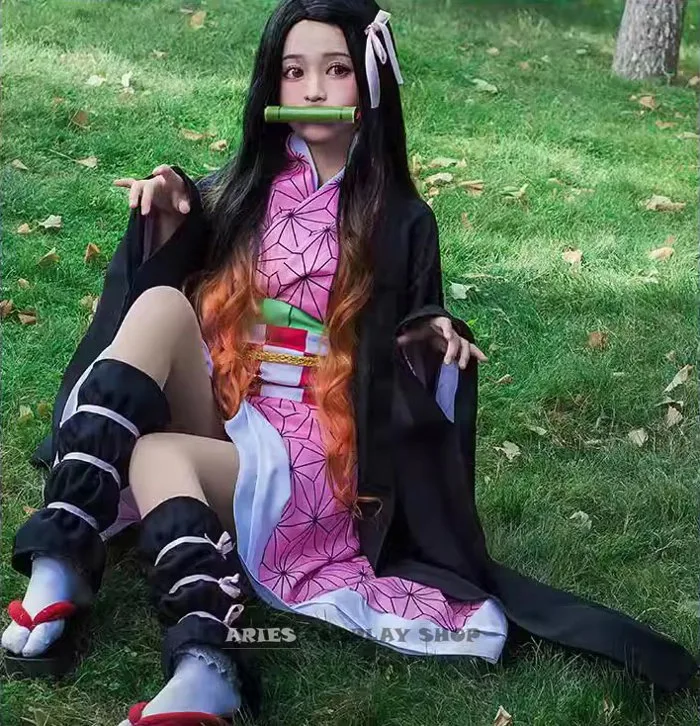 Kimetsu No Yaiba] Nezuko costume + wig – Aries Cosplay Shop