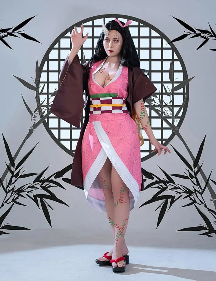 CR ROLECOS Kamado Nezuko Cosplay Costume Nezuko Cosplay Blood Demon Kimono Outfit Halloween M/L : Amazon.ca: Clothing, Shoes & Accessories