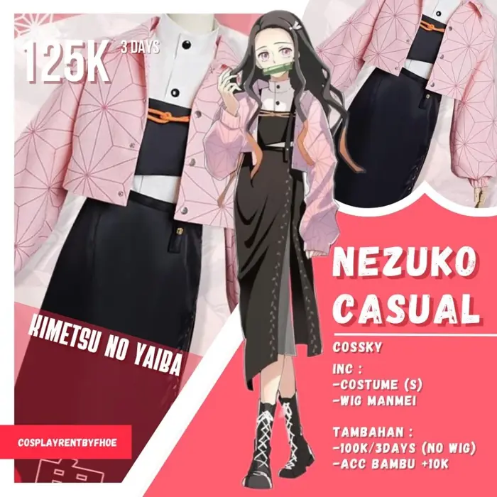 Sewa Cosplay Nezuko Casual - Demon Slayer (Kimetsu no Yaiba) - Cosplayrent by Fhoe