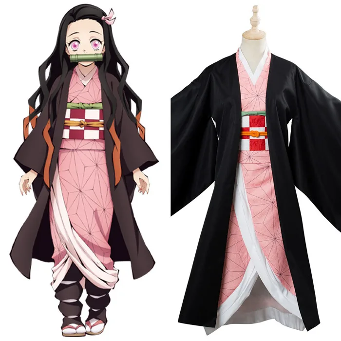 Demon Slayer Kimetsu no Yaiba Kamado Nezuko Cosplay Costume Kimono Wigs Outfits | eBay