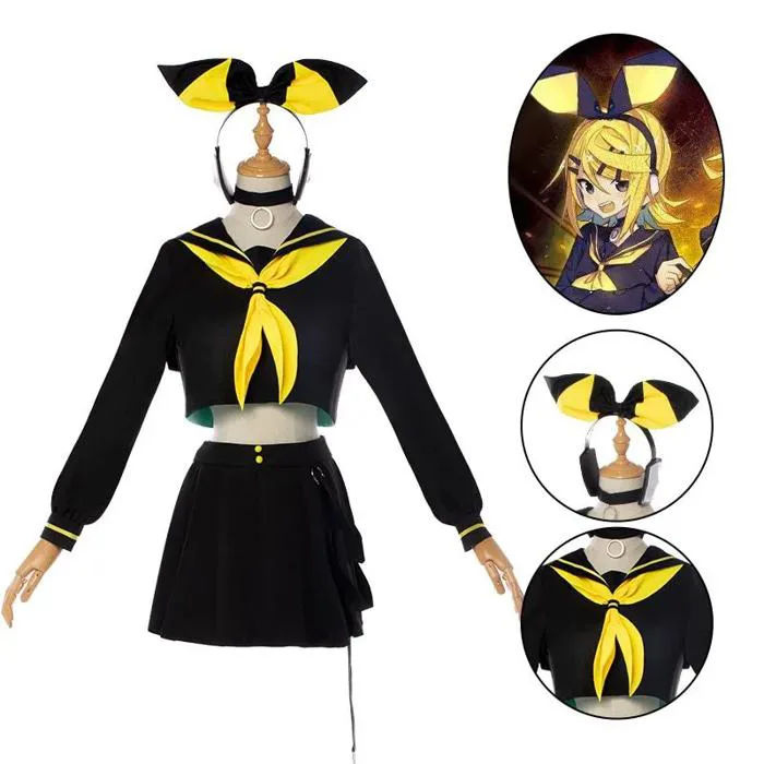 Women Kagamine Rin Cosplay Halloween Costume Uniform Outfits - Speed Cosplay