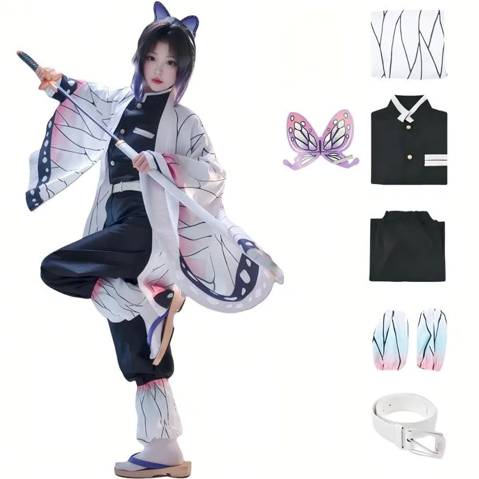 JYakeji 8 Piece Japanese Anime Demon Slayer Cosplay: Kochou Shinobu Cosplay  Costume Kimono Set with Wig, Suitable for Cosplay (Large) : Amazon.ae: Toys
