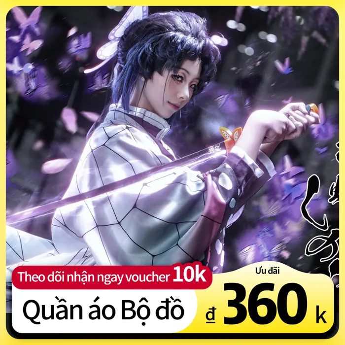 Kochou Shinobu Cosplay Kimetsu No Yaiba Shinobu Kocho Full Set Áo Khoác  Đồng Phục Kèm Wig Và Giày