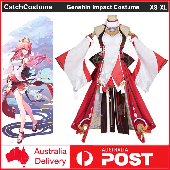 Game Genshin Impact Yae Miko Cosplay Costume Full Set Womens Party Fancy Dress | eBay