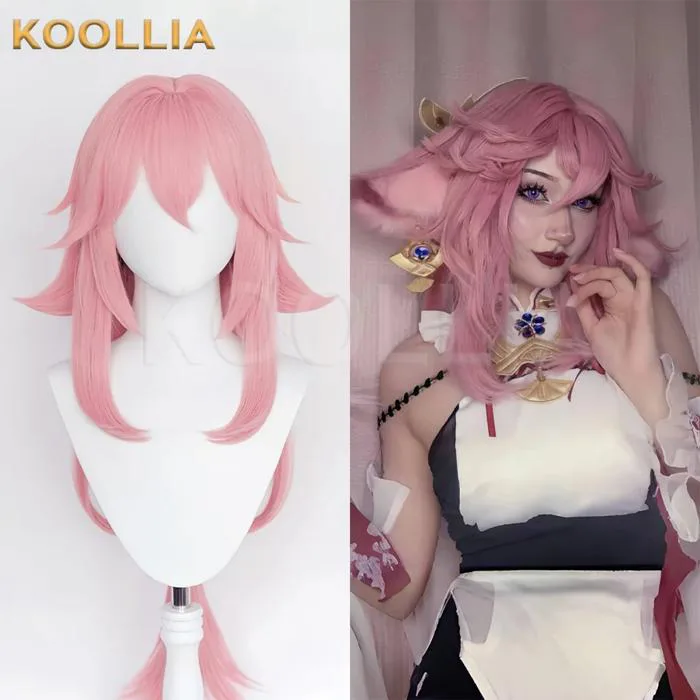 Genshin Impact Yae Miko Cosplay Wig – Long Pink Hair | KOOLLIA