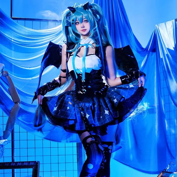 Mua Tjmiaohao Anime Little Devil Miku Cosplay Costume Outfit H'atsune M'iku Uniform Dresses Full Set Halloween Party Dress Up Suit with Wig/Headdress/Wings/Stickers for Women Girls (M) trên Amazon Anh chính hãng 2026 |
