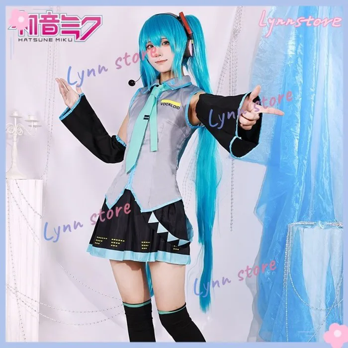 Hatsune MIKU Cosplay Anime MIKU Đầm Đồng Phục Tóc Giả Bộ Nữ Halloween Đảng Vai Trò Chơi Quần Áo Trang Phục